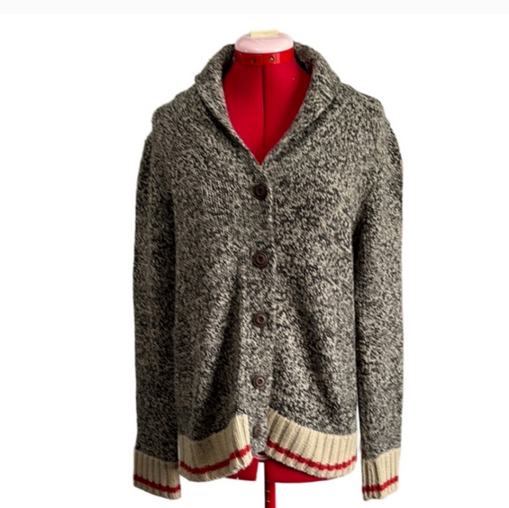 Cozy Gray Cabin Button-Up Women's Sweater